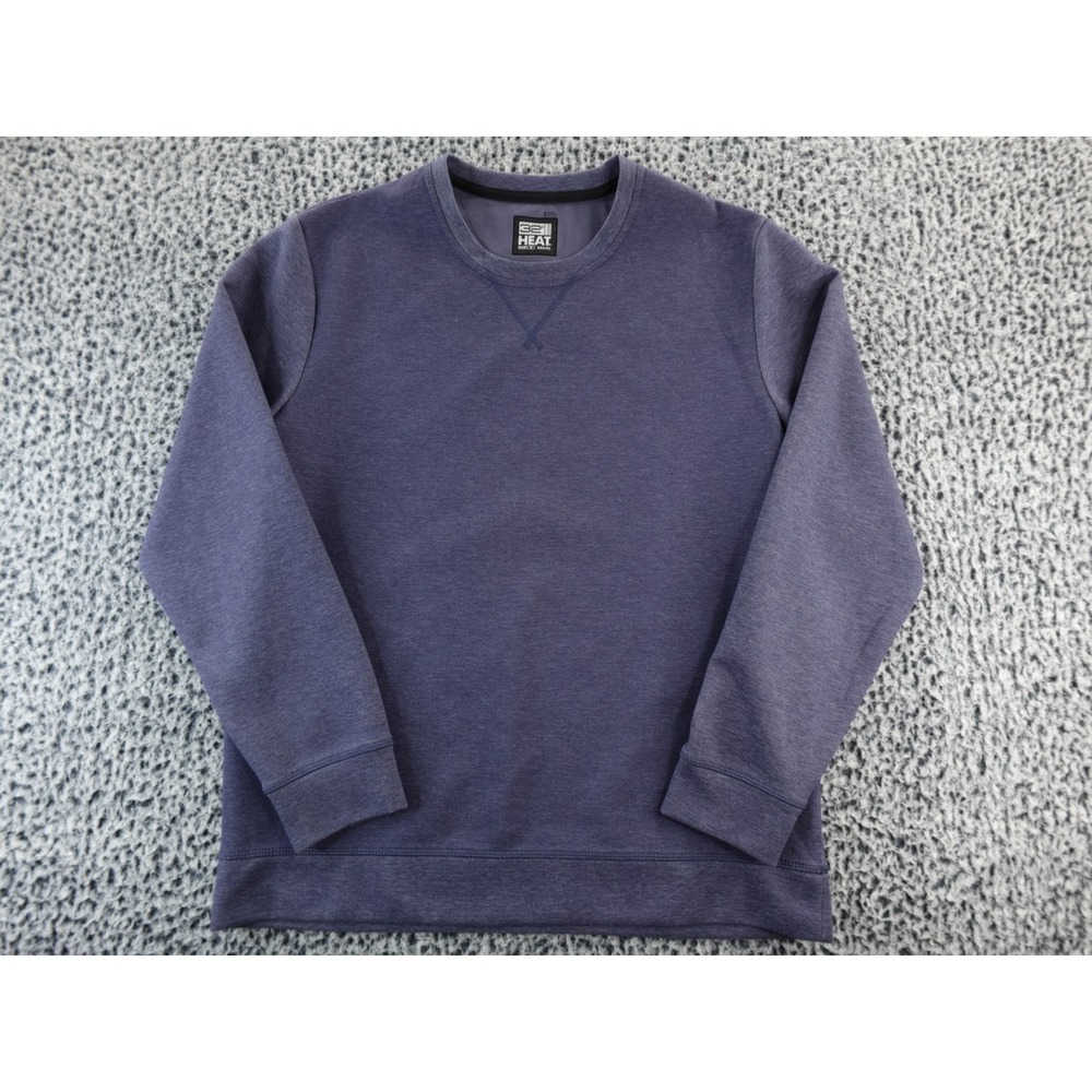 32 Degrees Heat Mens Crewneck Sweatshirt Pullover Blue Size Medium